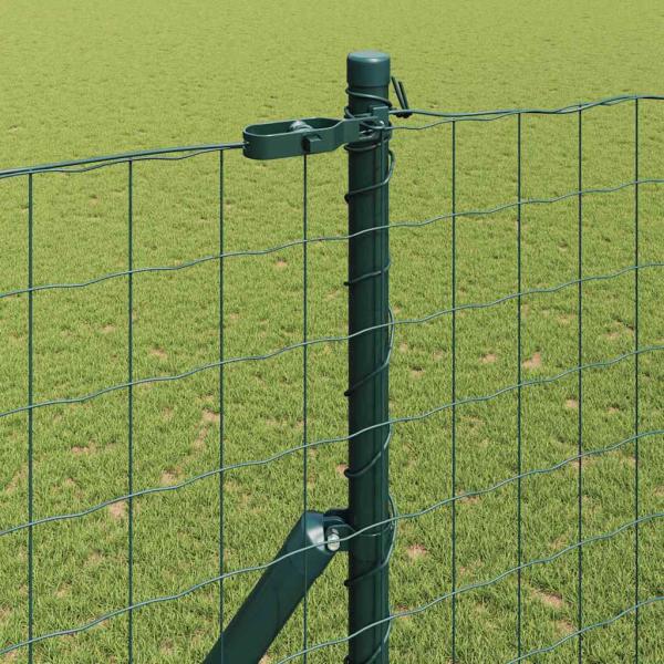 Euro-Zaun mit 7 Pfosten 1,6x10 m galvanisierter Stahl Grün