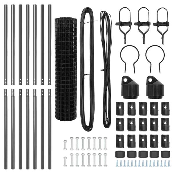 Euro Zaun mit 7 Pfosten 1x10 m Galvanisierter Stahl Grau