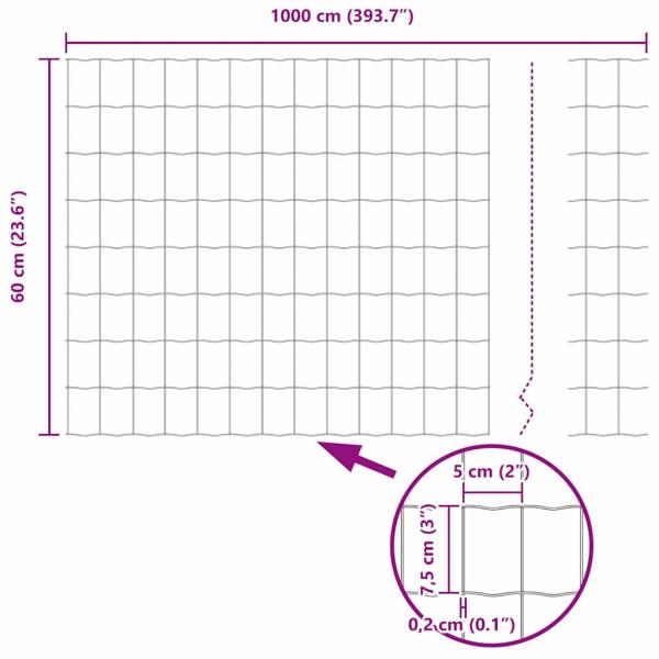 Euro-Zaun mit 7 Pfosten 0.6x10 m Verzinkter Stahl Grau