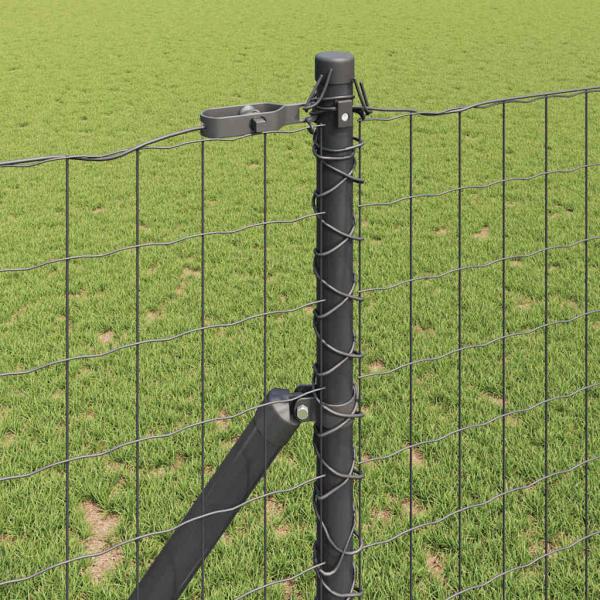 Euro Zaun mit 7 Pfosten 1,2x10 m galvanisierter Stahl grau