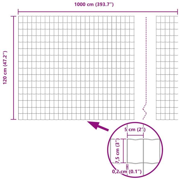 Euro Zaun mit 7 Pfosten 1,2x10 m galvanisierter Stahl grau