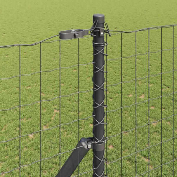 Euro Zaun mit 7 Pfosten 1,6x10 m Verzinkter Stahl Grau