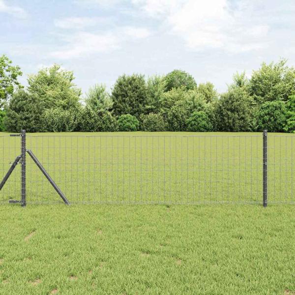 ARDEBO.de - Euro Zaun mit 7 Pfosten 0.4x10 m Verzinkter Stahl Grau