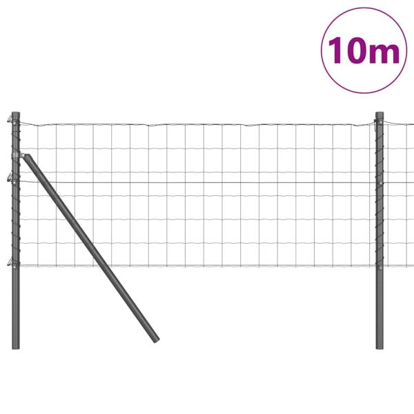 Eurozaun mit 7 Pfosten 0.6x10 m Galvanisierter Stahl Grau