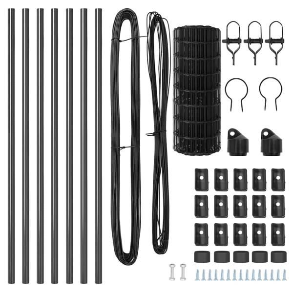 Euro Zaun mit 7 Pfosten 0.8x10 m verzinkter Stahl grau