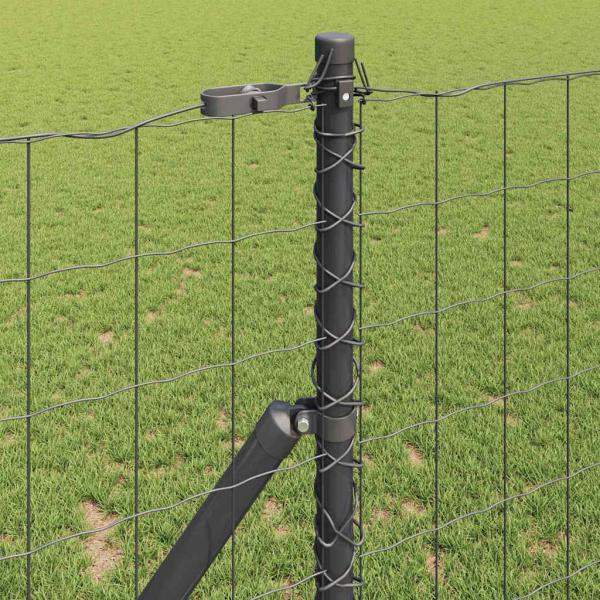 Euro Zaun mit 7 Pfosten 1.4x10 m Feuerverzinkter Stahl Grau