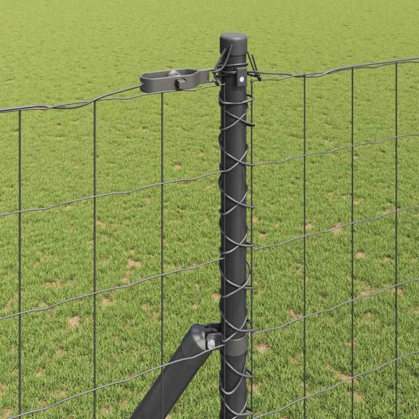 Euro Zaun mit 7 Pfosten 1,6x10 m Verzinkter Stahl Grau