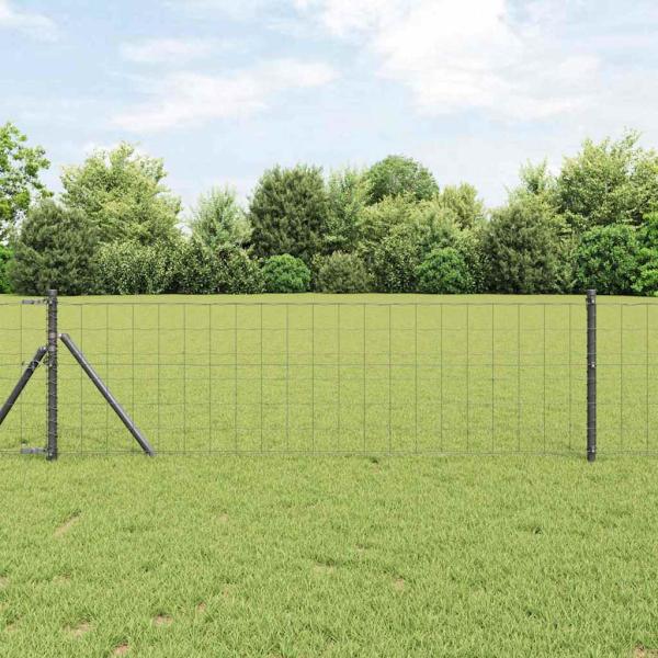 ARDEBO.de - Euro Zaun mit 7 Pfosten 0.4x10 m Verzinkter Stahl Grau