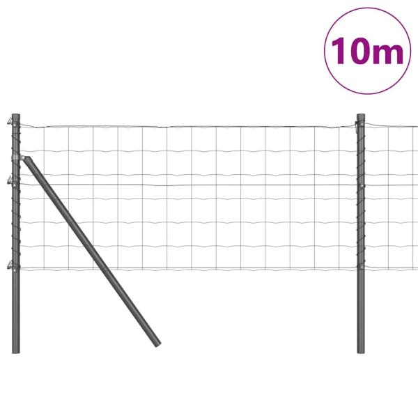 Euro Zaun mit 7 Pfosten 0.4x10 m Verzinkter Stahl Grau