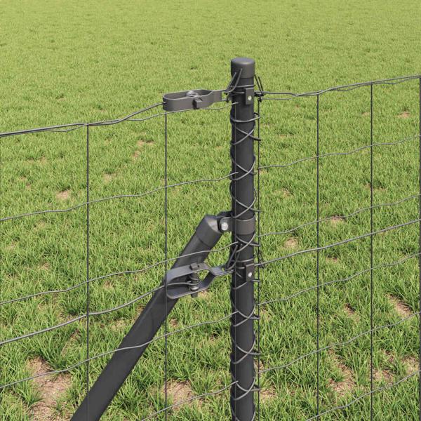 Euro Zaun mit 7 Pfosten 0.4x10 m Verzinkter Stahl Grau