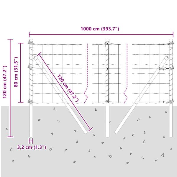 Grauer Zaun Set von 2 Grau Metall Groß Langlebig Grauer Zaun