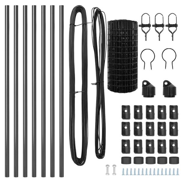 Grauer Zaun Set von 2 Grau Metall Groß Langlebig Grauer Zaun