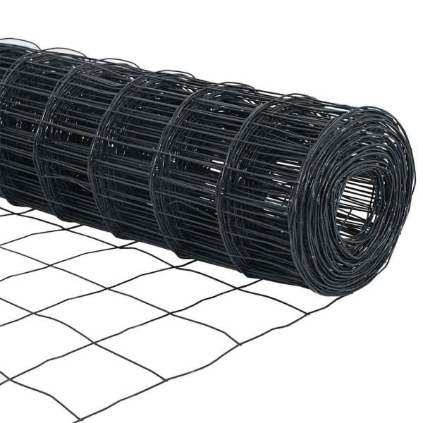 Euro Zaun Set aus 2 Grau Pulverbeschichteter Stahl 10 x 1 m