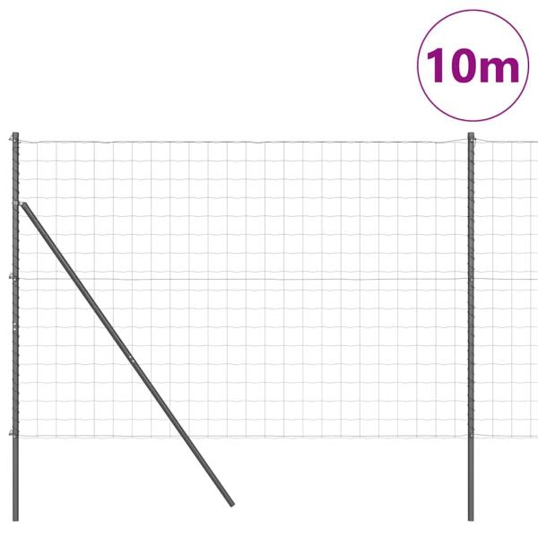Euro-Zaun mit 7 Pfosten 1,5x10 m verzinkter Stahl Grau