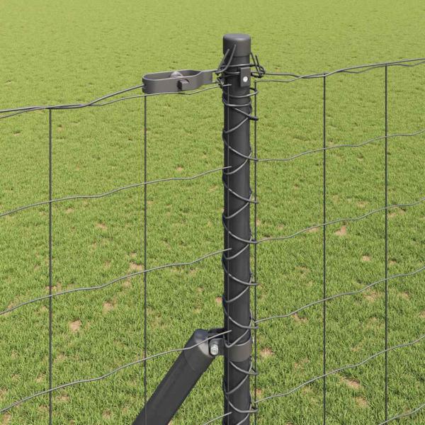 Euro-Zaun mit 7 Pfosten 1,5x10 m verzinkter Stahl Grau