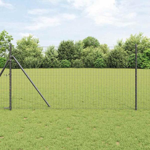 ARDEBO.de - Euro Zaun mit 13 Pfosten 1,2x25 m aus galvanisiertem Stahl Grau