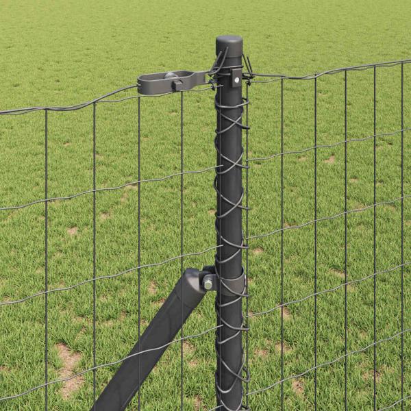 Euro Zaun mit 13 Pfosten 1,2x25 m aus galvanisiertem Stahl Grau