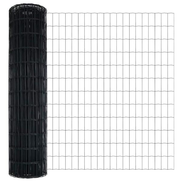 Euro Zaun mit 13 Pfosten 1,2x25 m aus galvanisiertem Stahl Grau