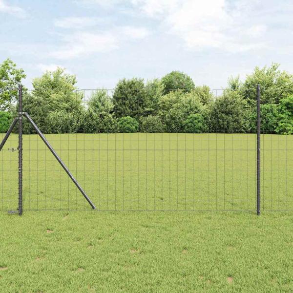 ARDEBO.de - Eurozaun mit 13 Pfosten 1x25 m verzinkter Stahl Grau