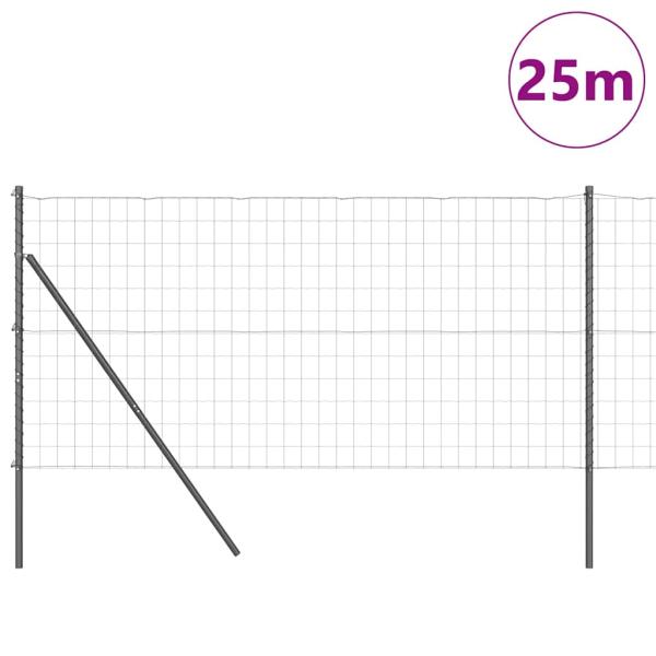 Eurozaun mit 13 Pfosten 1x25 m verzinkter Stahl Grau
