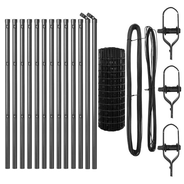 Euro Zaun mit 13 Pfosten 0.6x25 m verzinkter Stahl grau