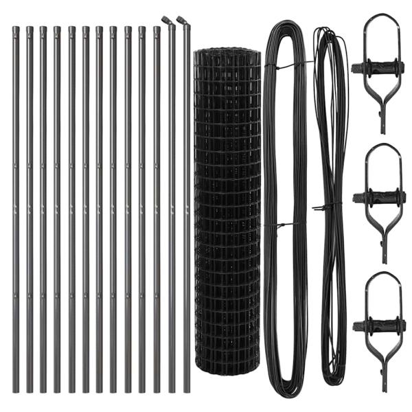 Eurozaun Set von 2 Grau Pulverbeschichteter Stahl 25 x 1 m