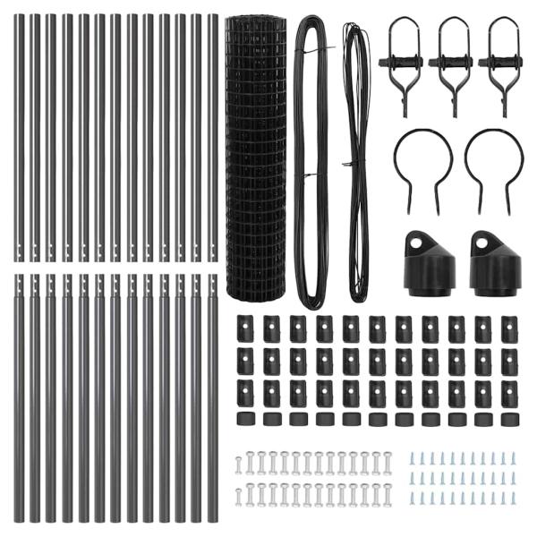 Eurozaun Set von 2 Grau Pulverbeschichteter Stahl 25 x 1 m