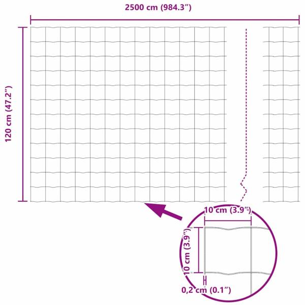 Euro Zaun mit 13 Pfosten 1,2x25 m feuerverzinktem Stahl Grau
