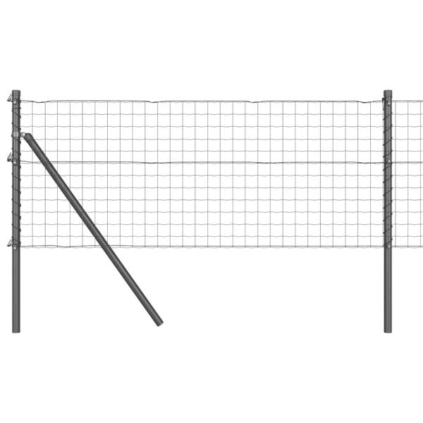Euro Zaun mit 13 Pfosten 0,4x50 m verzinkter Stahl Grau