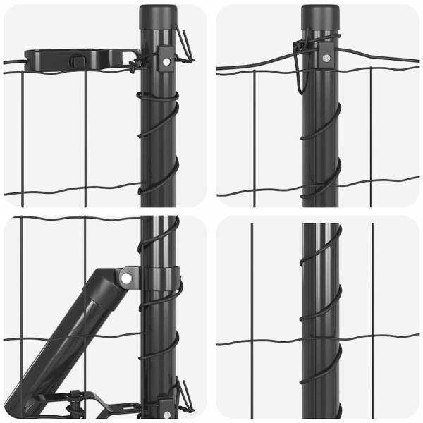 Euro Zaun mit 13 Pfosten 0.4x50 m verzinkter Stahl Grau