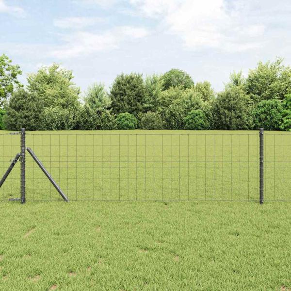ARDEBO.de - Euro Zaun mit 13 Pfosten 0,4x50 m feuerverzinkter Stahl Grau