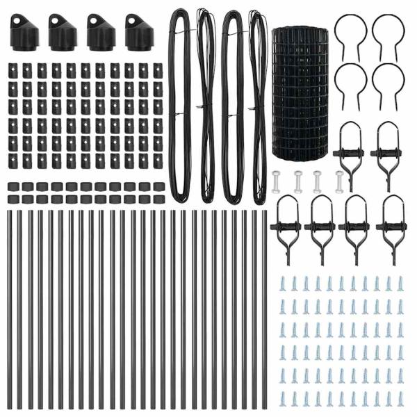 Euro Zaun mit 13 Pfosten 0,6x50 m verzinkter Stahl Grau