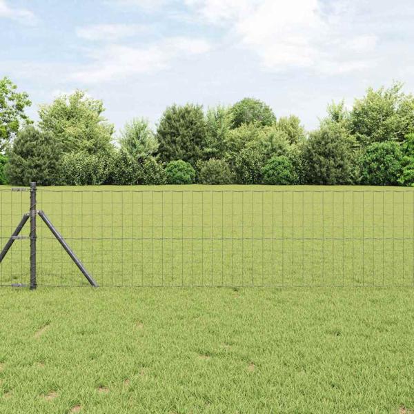 ARDEBO.de - Euro Zaun mit 7 Pfosten 0,4 x 10 m verzinkter Stahl Grau
