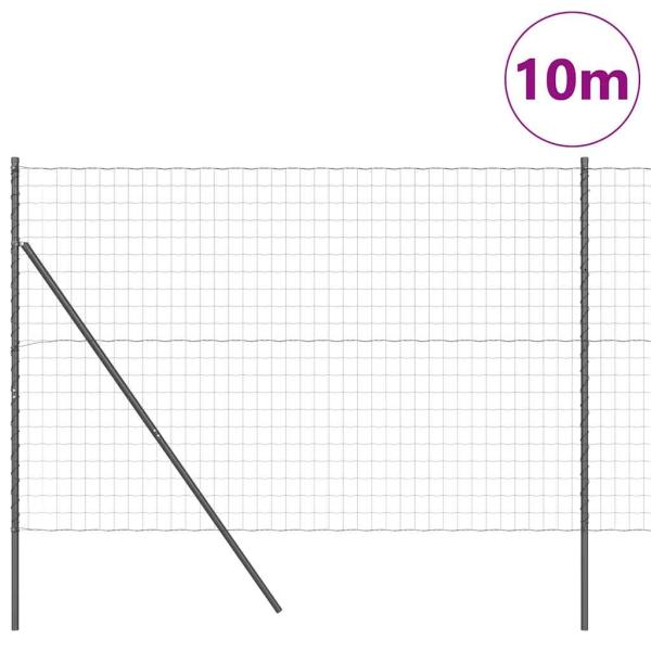 Euro Zaun mit 7 Pfosten 1,6x10 m Verzinkter Stahl Grau