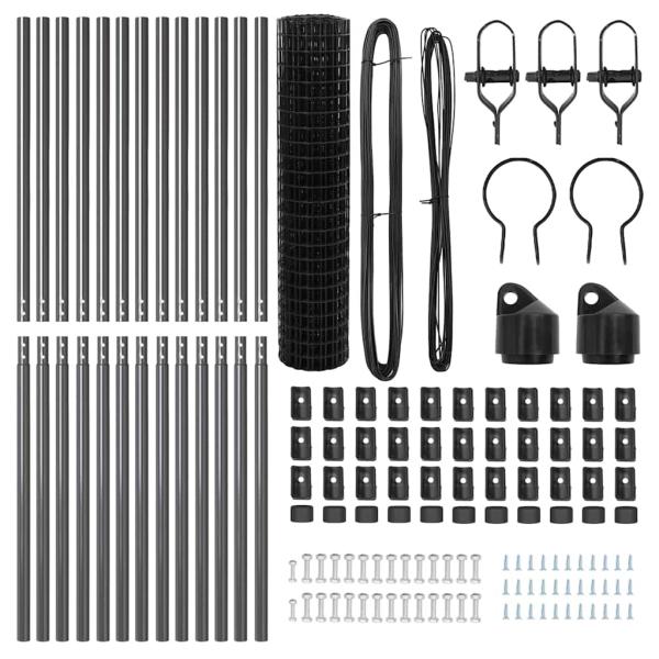 Euro-Zaun Set mit 2 Grau Stahl 25 x 1 m Langlebig Euro-Zaun