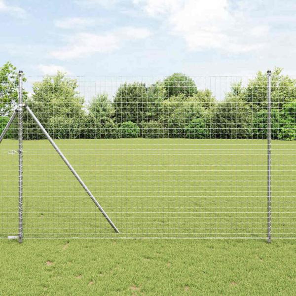 ARDEBO.de - Bodenmontierter Euro-Zaun 10 x 1,5 m Verzinkter Stahl Silber