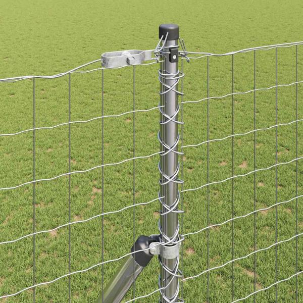 Bodenmontierter Euro-Zaun 10 x 1,5 m Verzinkter Stahl Silber