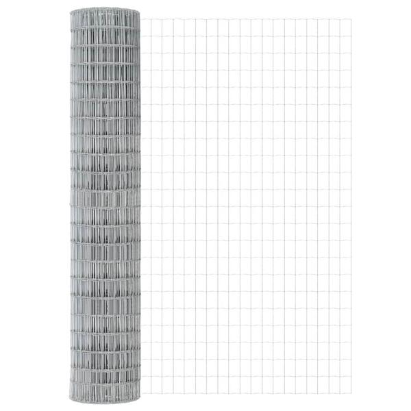 Bodenmontierter Euro-Zaun 10 x 1,5 m Verzinkter Stahl Silber