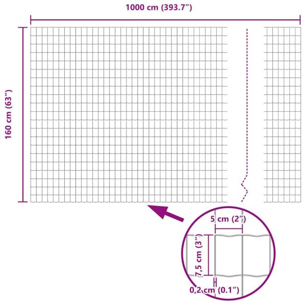 Eurozaun mit 7 Pfosten 1,6x10 m verzinkter Stahl