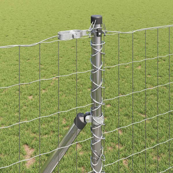 Bodenmontierter Euro-Zaun 10 x 1,4 m Verzinkter Stahl Silber