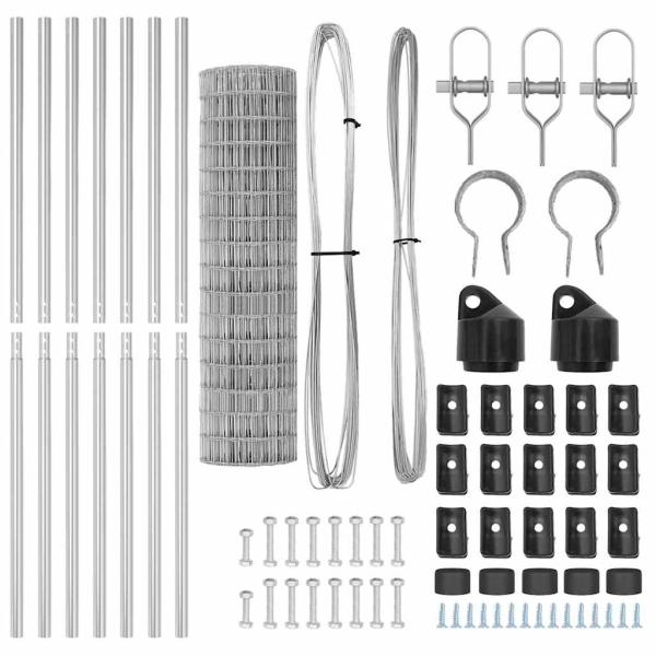 Bodenmontierter Euro-Zaun 10 x 1,4 m Verzinkter Stahl Silber