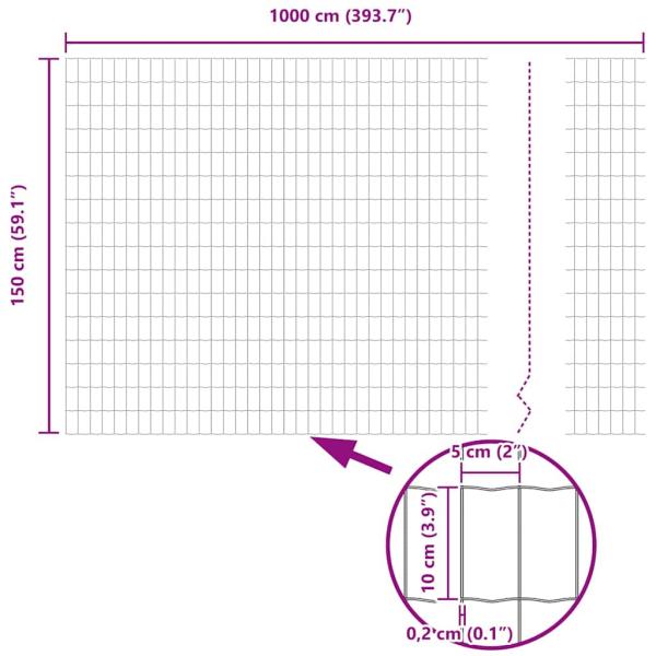Euro Zaun mit 7 Pfosten 1,5x10 m Verzinkter Stahl