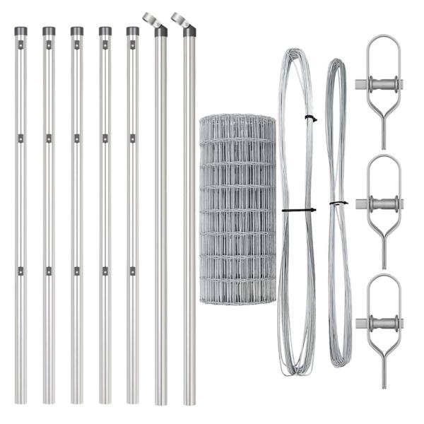 Euro Zaun mit 7 Pfosten 0.8x10 m aus galvanisiertem Stahl