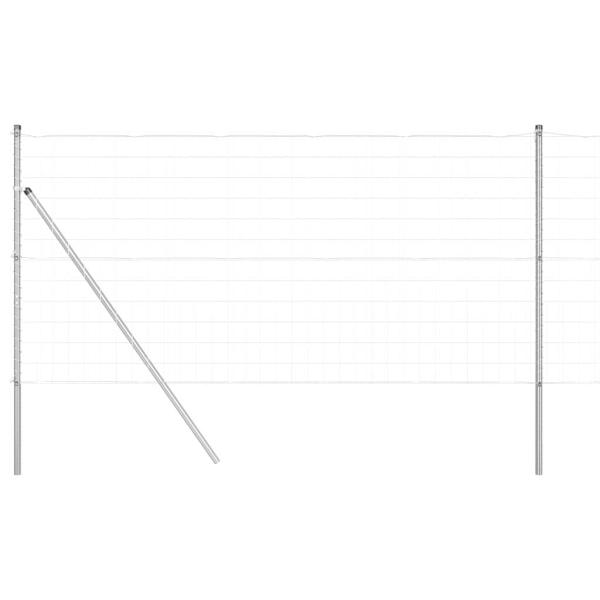Bodenmontierter Euro-Zaun 10 x 1 m Verzinkter Stahl Silber Netz