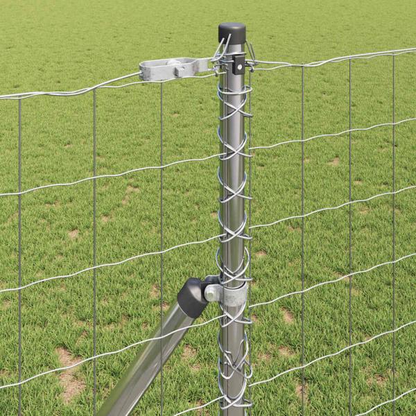 Bodenmontierter Euro-Zaun 10 x 1 m Verzinkter Stahl Silber Netz