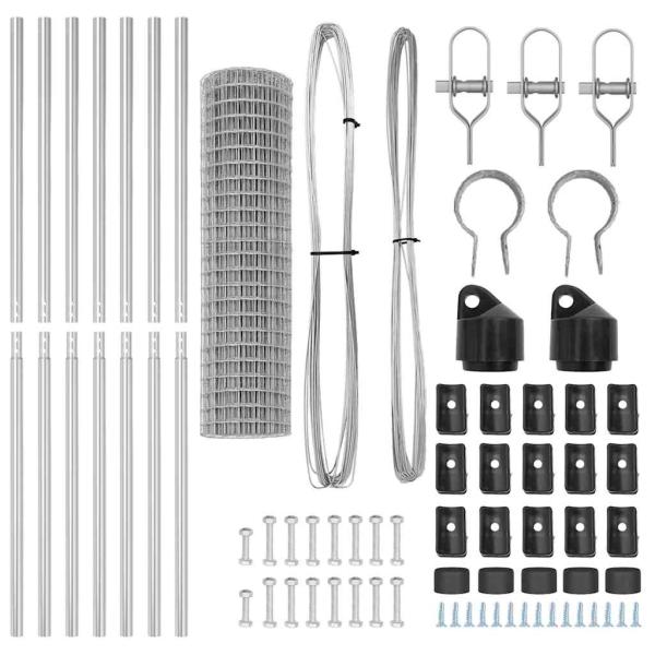 Euro Zaun mit 7 Pfosten 1,4x10 m galvanisierter Stahl