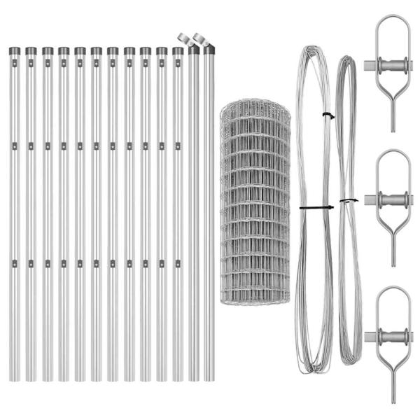 Euro Zaun mit 13 Pfosten 0.6x25 m Verzinkter Stahl