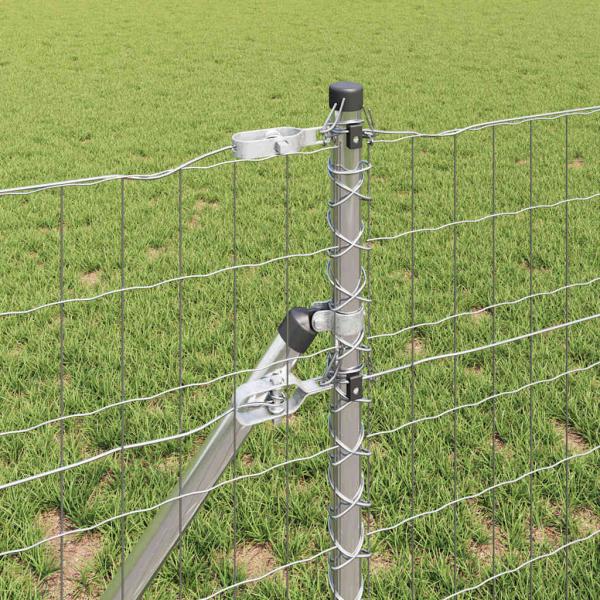 Bodenmontierter Euro-Zaun 25 x 0,6 m Verzinkter Stahl Silber