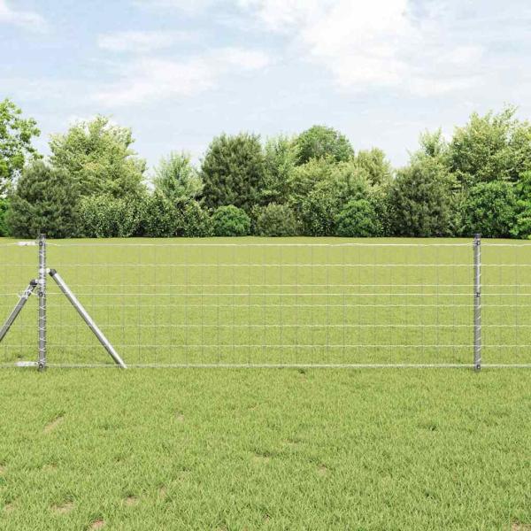ARDEBO.de - Euro-Zaun mit 13 Pfosten 0.6x25 m Feuerverzinkter Stahl