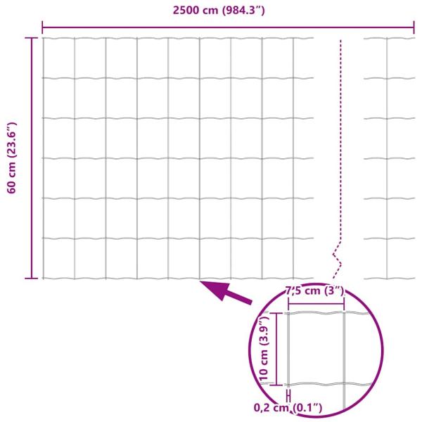 Euro-Zaun mit 13 Pfosten 0.6x25 m Feuerverzinkter Stahl